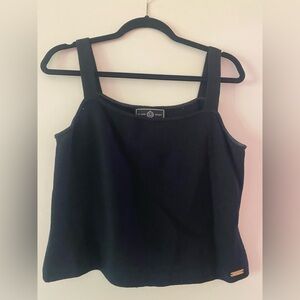 St. John Black Knit Wide-Strap Tank & Pant set